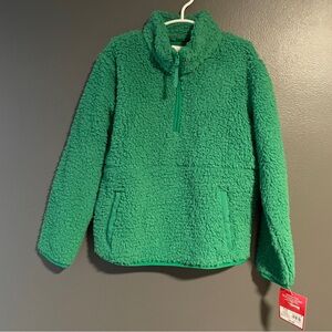 NWT Wondershop Green 1/4 Zip Sherpa Pull-Over, size medium, soft and cozy!